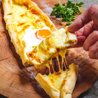 Turkish Cheese Pide with Egg