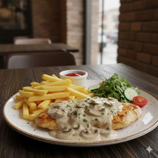 Pechuga De Pollo Con Champiñón Y Salsa De Nata