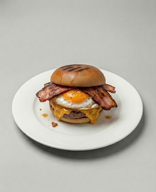 Hambúrguer com Queijo, Bacon e Ovo