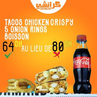 Tacos Chicken Crispy + Onion Rings + Boisson 