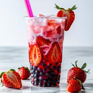 Strawberry Fruity Boba Tea