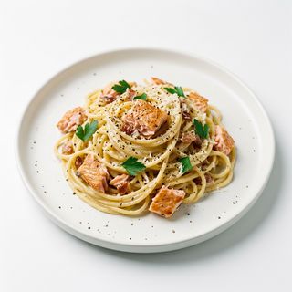Espaguetis Carbonara Con Salmón