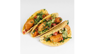 Kukurydziane tacos - Krewetki w tempurze