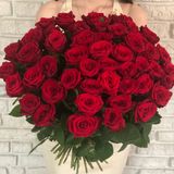 Акция! 51 красная роза с оформлением