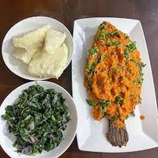Coconut Fish with Ugali and Greens