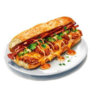 Pepito De Pollo Gratinado Con Mermelada De Bacon Y Bacon Crujiente