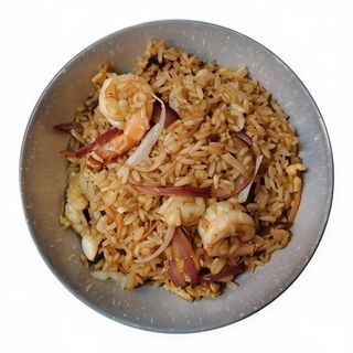 Arroz Teppanyaki Con Pollo Y Gambas