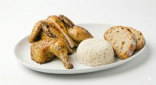 Medio Pollo Con Arroz Y Pan