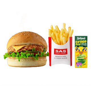 Կոմբո 43 հավով բուրգեր + ֆրի + հյութ