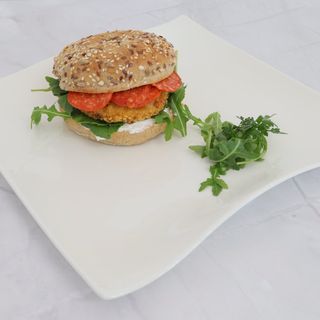 Chicken, Egg & Pepperoni Bagel