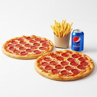 2 Pizzas (30 Cm.) + Patatas + Pepsi 2L