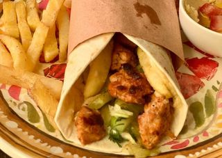 Chicken Tikka Rolls With Chips