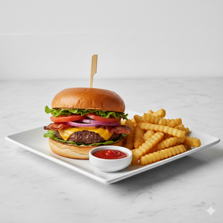 Hamburguesa De Vaca Con Patatas Fritas