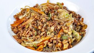 143. Spaghetti di soia con gamberi