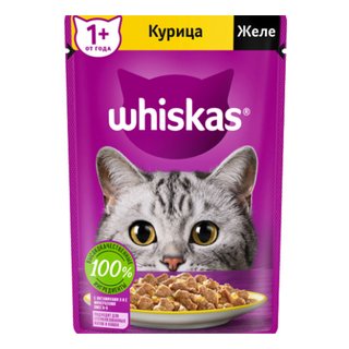 Влажный корм WHISKAS® для кошек, желе с курицей, 75г  4660085513985