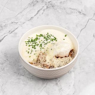 Гречневая каша с грибами , яйцом и пармезаном