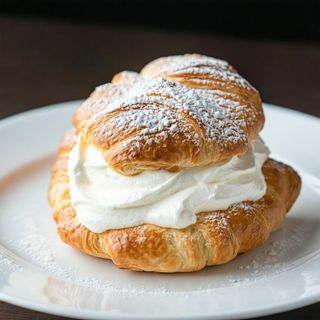 Pasta bignè ripiena di panna ricotta con crema bueno