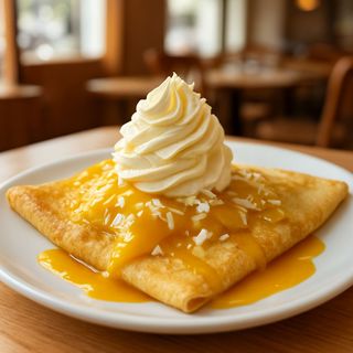 Crepe roll cocco & mango - con scaglie di fondente