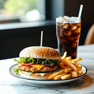 1 Chicken Burger + Chips + Soda