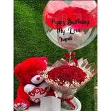 Flower Ballons And Bear