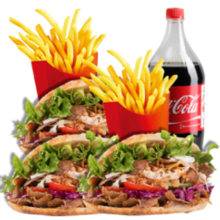 3 Doner Kebab + Patatas Fritas + Refresco 1.5L
