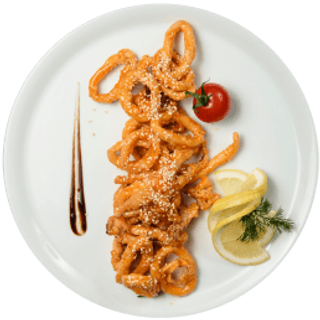 Калмари в  сладко–лютив сос и сусам (200г)