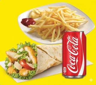 Piadina con nuggets grande, patatine e una lattina