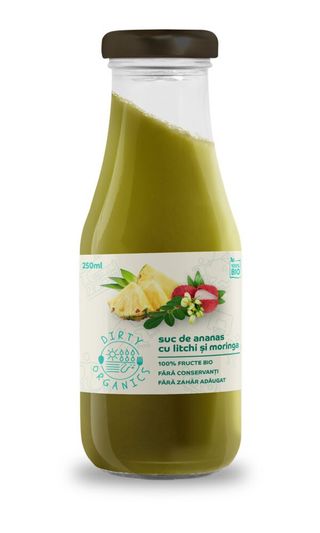 Suc bio de ananas cu litchi si moringa 250 ml