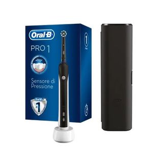 Oral-B Pro 1 Spazzolino Elettrico Nero 750+Custodia Viaggio
