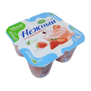 Йогурт Campina Нежный С Соком Банана И Клубники 1,2%, 100 гр