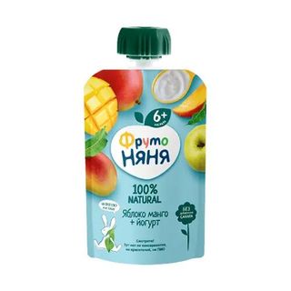 ФрутоНяня пюре Gualapack из яблок манго с йогуртом, 90гр