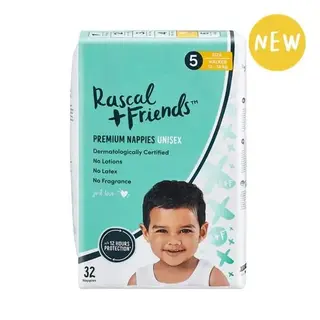 Rascal+Friends Prem. Adhesive Walker Kids Nappy Diapers Size 5 13-18 Kgs - 32 Pcs