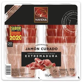 Jamón Curado Lonchas sin Gluten y sin Lactosa Navidul 2 X 69 G.