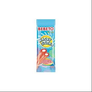 Gommes tuyaux acidulés saveur fraise et vanille Wacky Sticks 75g - BEBETO