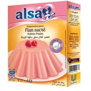 Préparation pour flan arôme fraise 45g - ALSA
