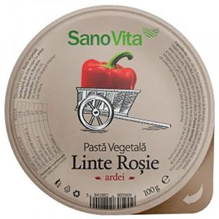 SanoVita pasta vegetala tartinabila din linte rosie cu ardei si ceapa 100g