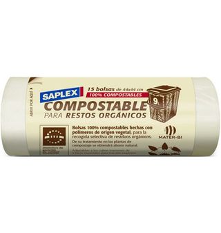 Bolsas Basura Compostable Saplex 10L. 15 Uds.
