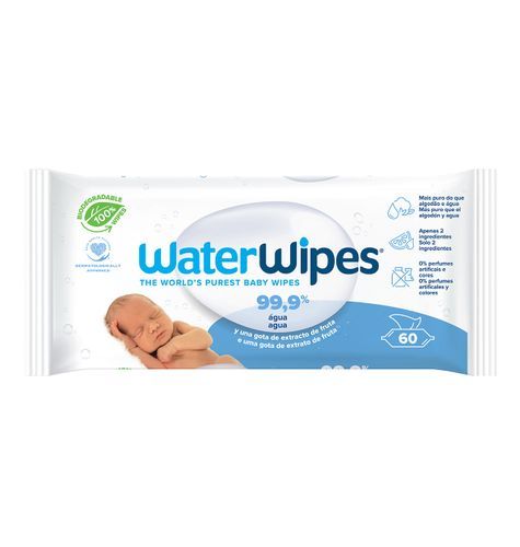 Toalhitas Bebé Sem Químicos Waterwipes 60 Unidades