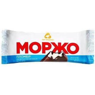 Морозиво ескімо Три В. Моржо пломбір глазур 80г