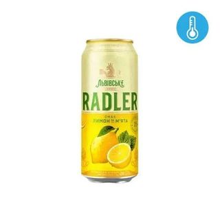 Пиво Львівське Radler смак лимон та м’ята 3.5% 0.48 л
