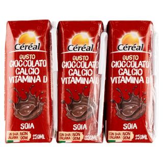 Céréal, Bevanda Di Soia Gusto Cioccolato, Non Ogm, Fonte Di Calcio, Senza Glutine - 3 X 250 Ml - 546994
