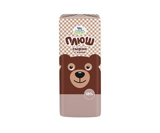Queso Glaseado /producto Savushkin/ "Plush" con glaseado de chocolate, 18%, sabor a cacao y vainilla