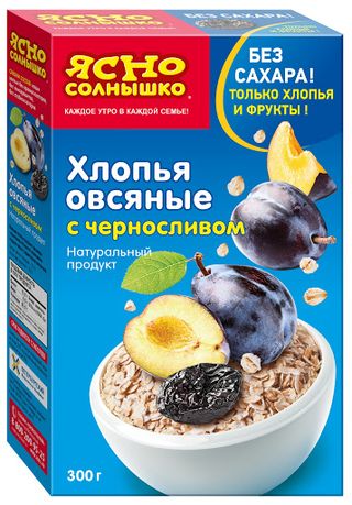 ЯСНО СОЛНЫШКО Fulgi de ovăz cu prune 300g