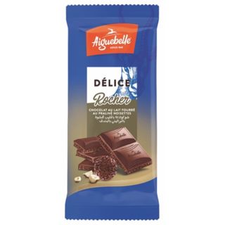 Tablette chocolat lait fourré praliné noisettes Délice Rocher 100g - AIGUEBELLE