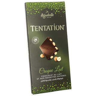 Tablette de chocolat lait et noisettes Croque lait Tentation 150g - AIGUEBELLE
