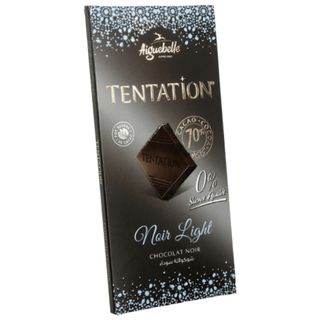 Tablette chocolat noir light 70% Tentation 0% sucres ajoutés 100g - AIGUEBELLE