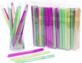 Uga Purple Green Yellow Plastic Straws, 12 Pieces
