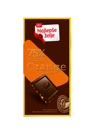 Čokolada Crna 75%-Narandža Najlepše Želje 75G