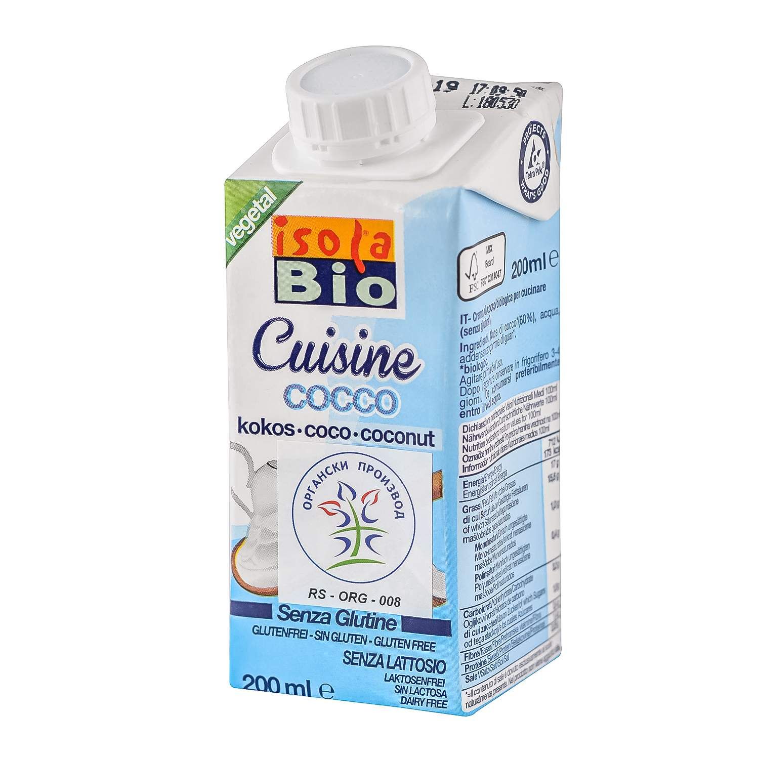 Creme Coco Bio  Isola Bio 200 Ml