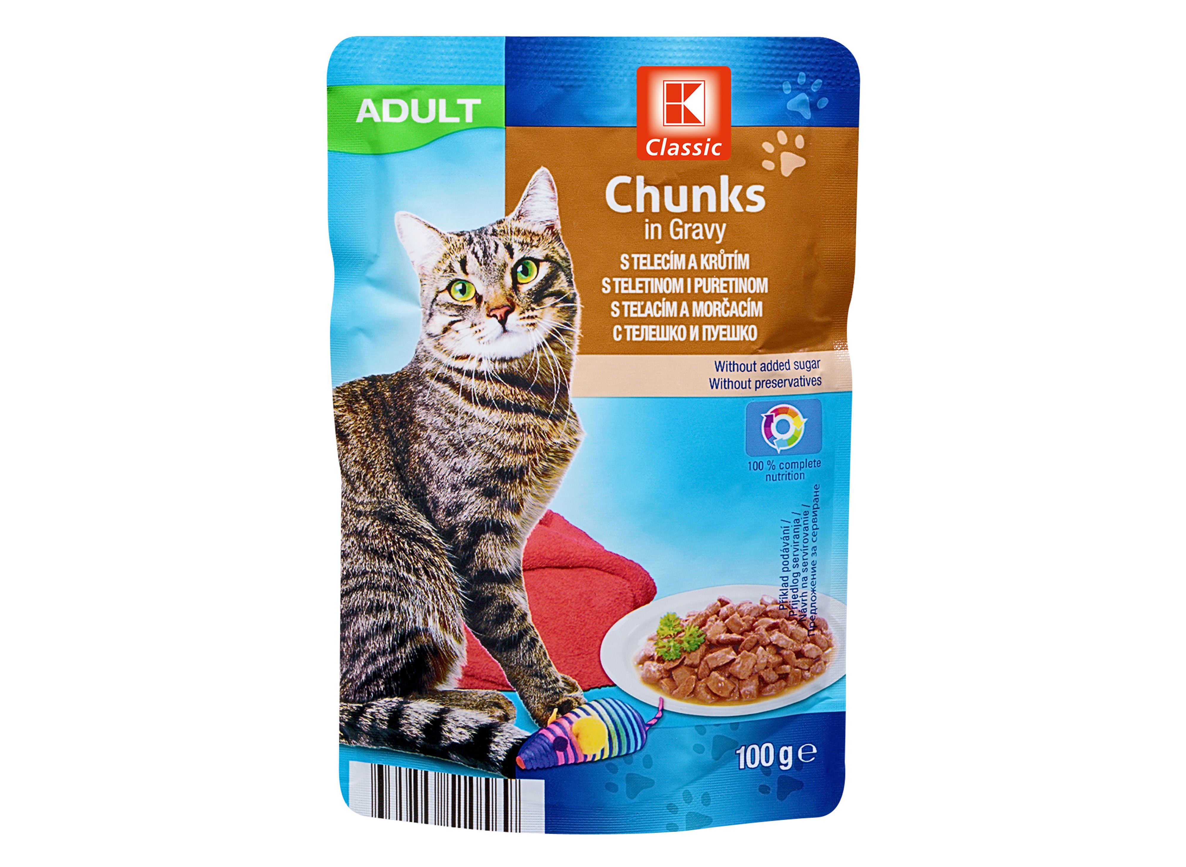 K-Classic пауч за котки с телешко и пуешко  100g